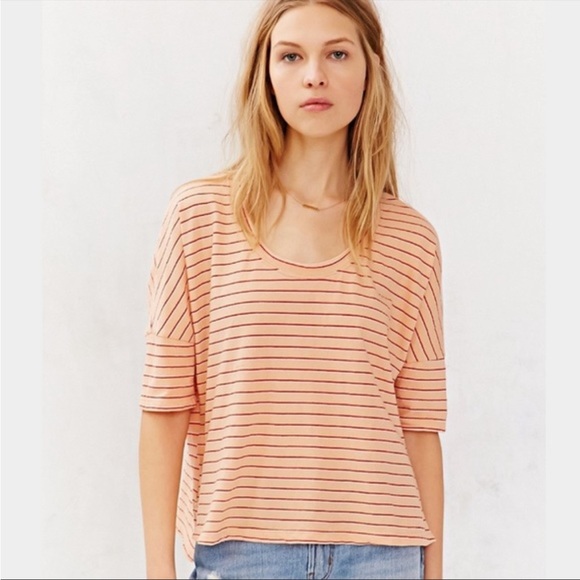 Project Social T | Striped Peach Boxy Tee - Picture 4 of 8